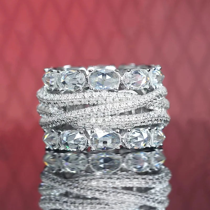 Luxury Ice Cut Synthetic Zircon Ring