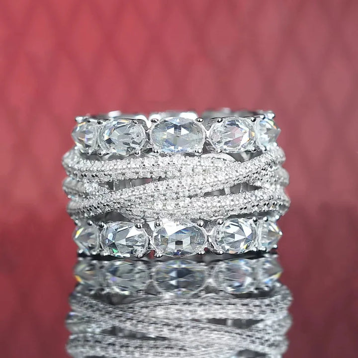 Luxury Ice Cut Synthetic Zircon Ring