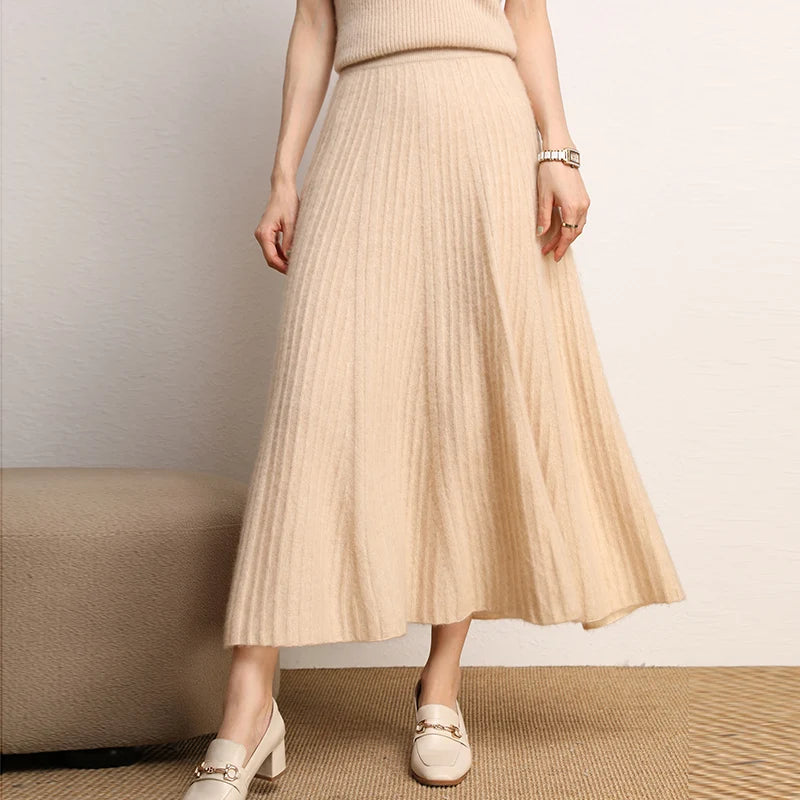 Timeless A-Line Midi Cashmere Skirt