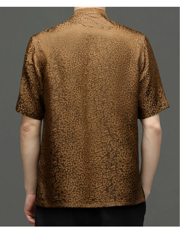 Elegant Short Sleeved Silk Shirt