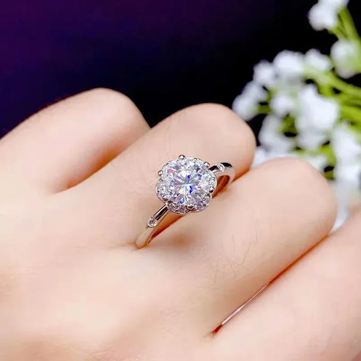 Elegant Flower Bud Moissanite Ring