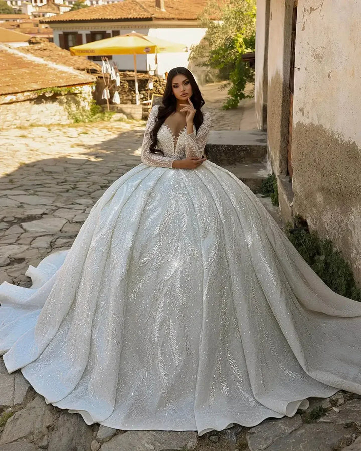 Ravishing Sequins Beaded Bridal Gown