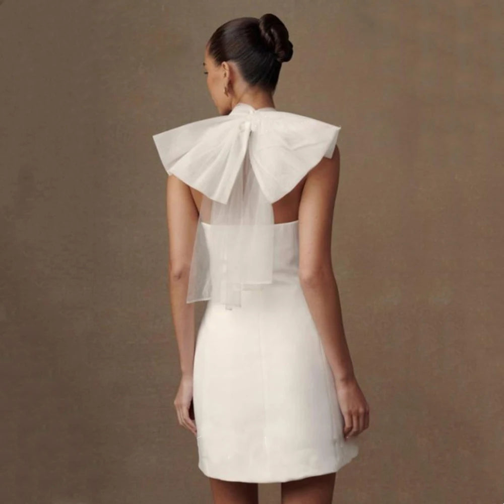 Beautiful Open Back Mini Bridal Dress