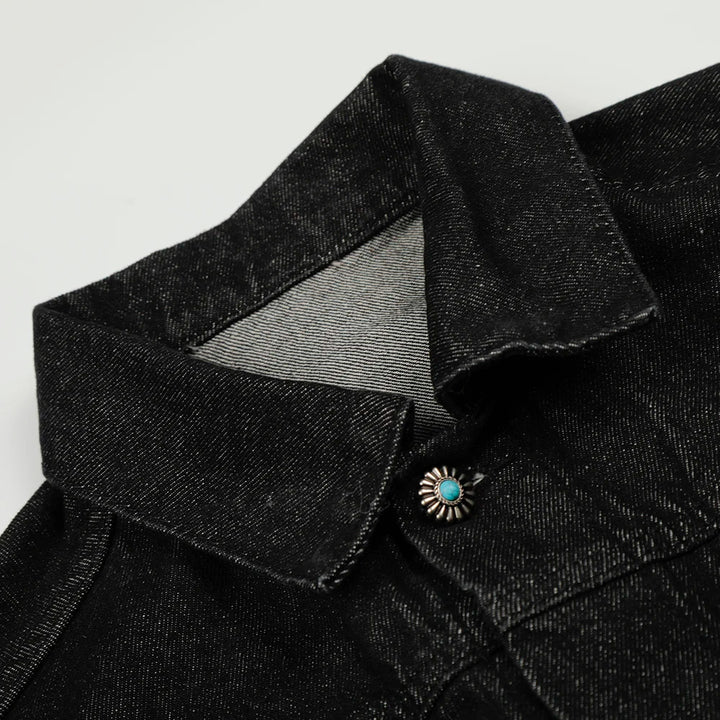 Vintage Turquoise Buttons Denim Jacket