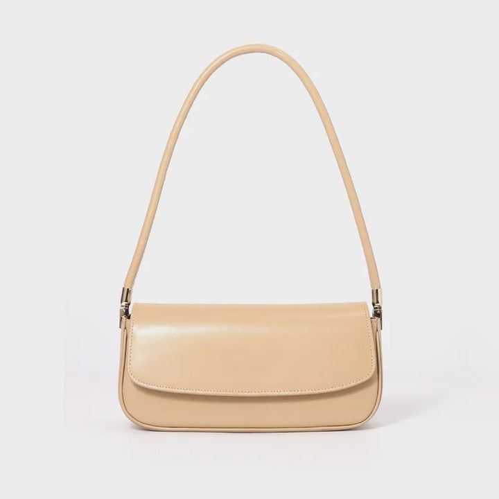 Sleek Leather Hobo Baguette Bag