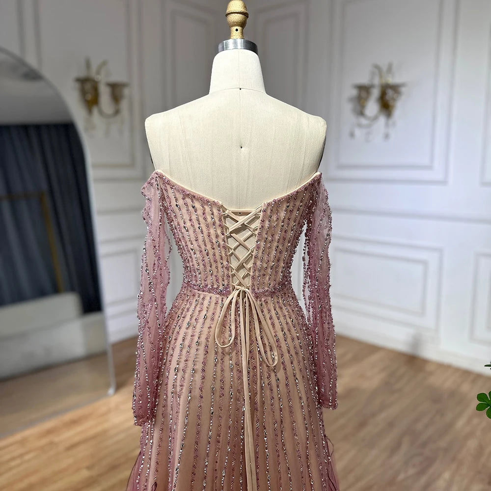 Classic A-Line Beaded Arabian Maxi Gown