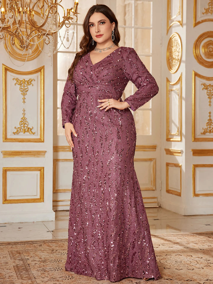 Effortlessly Plus Size Long Sequins Dress