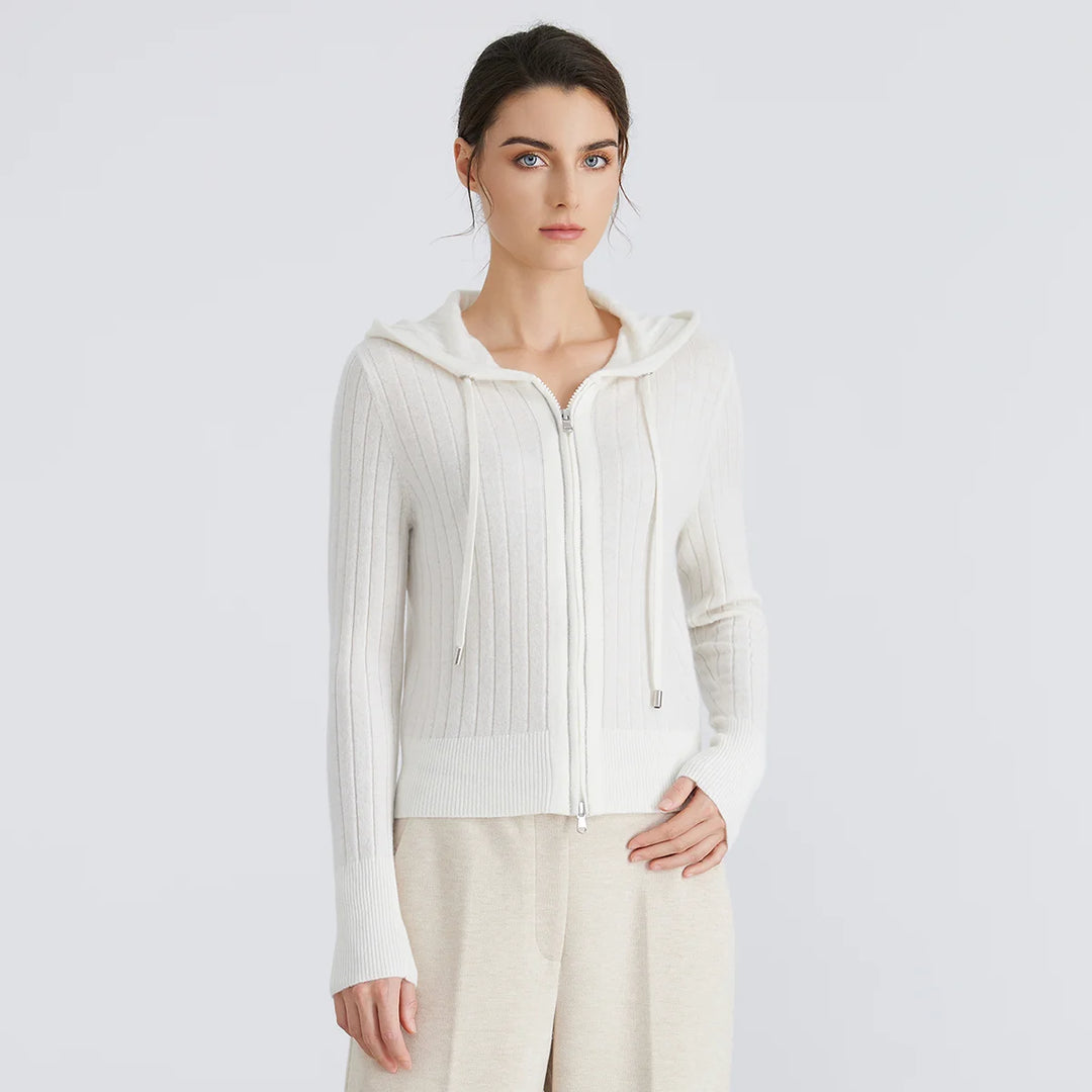 Premium Cashmere Hooded Cardigan