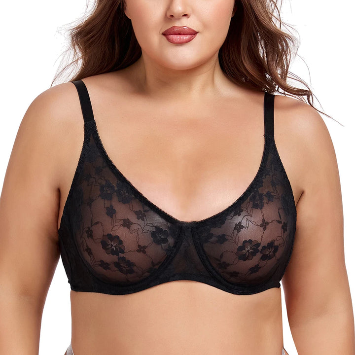 Black underwire lace women&