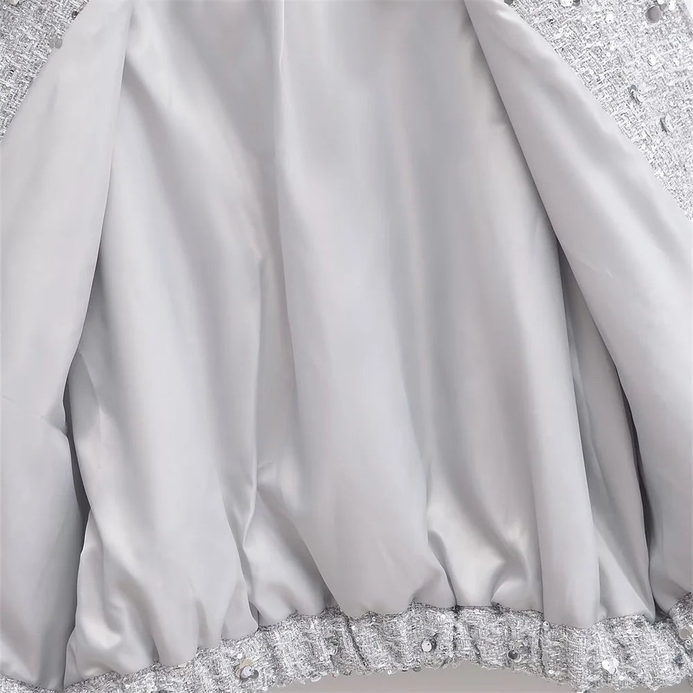 Sparkly Pure Color Sequins Short Jacket