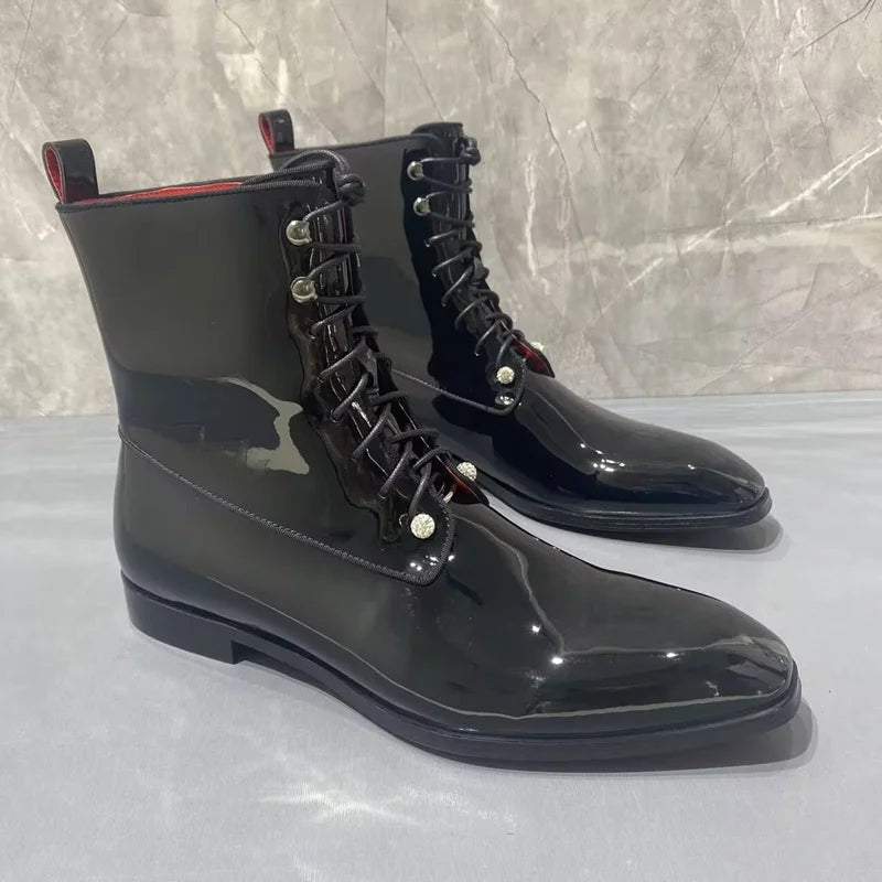 British Patent Leather Ankle Boots