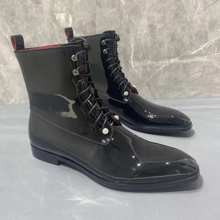 British Patent Leather Ankle Boots