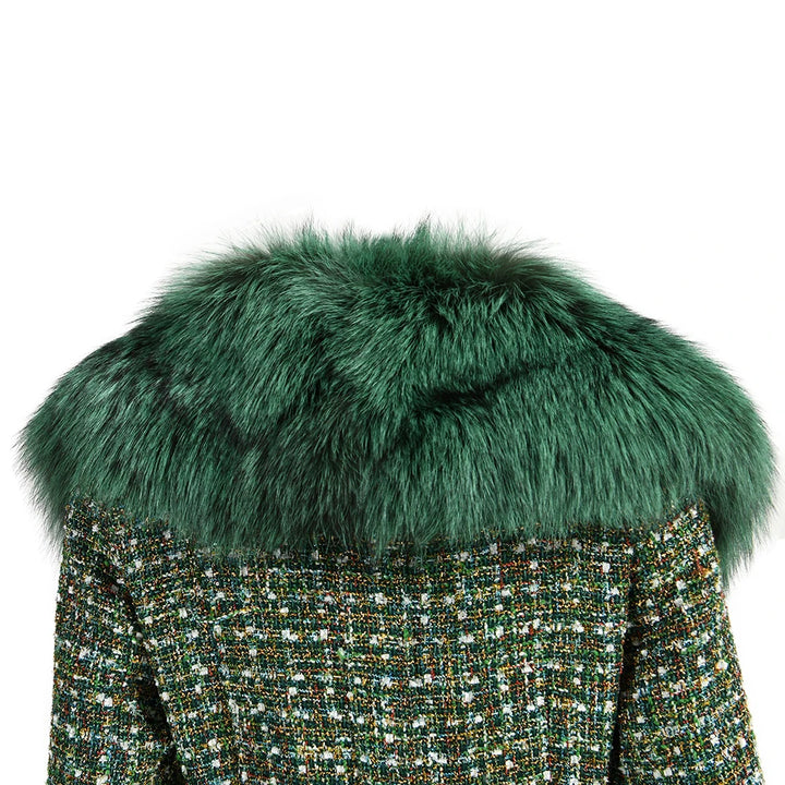Luxury Big Real Fur Collar Trench Coat