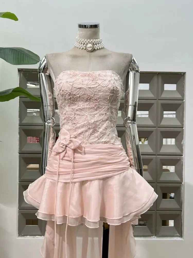 High Quality Strapless Pleated Long Dress