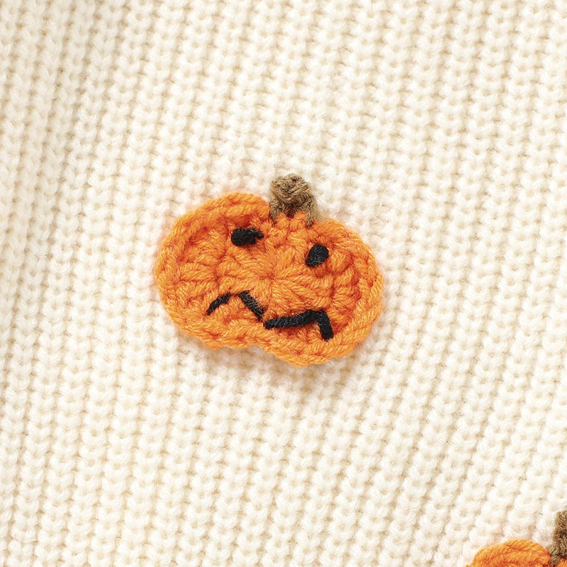 Cozy Orange Pumpkin Knitting Kid's Sweater