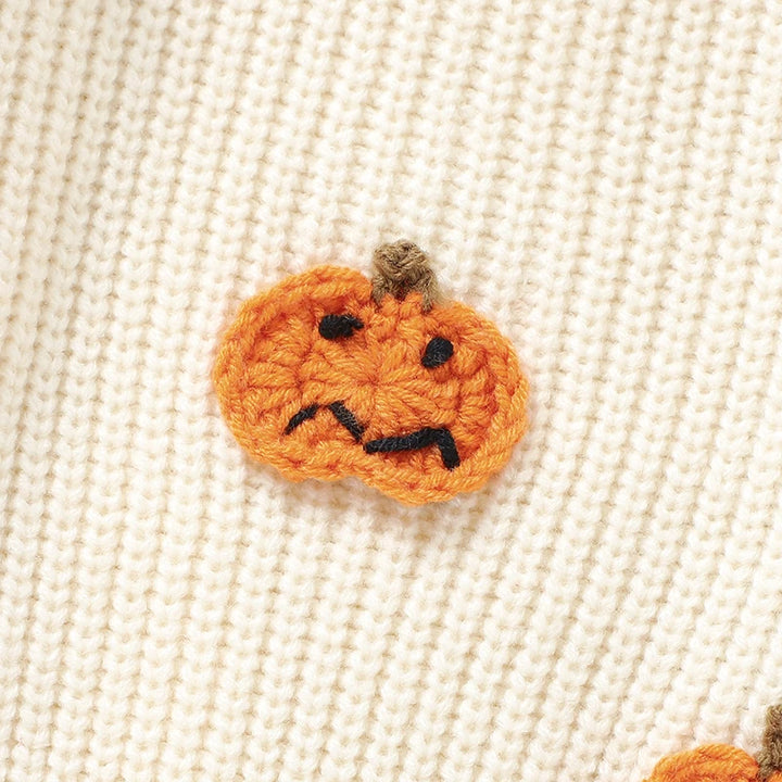 Cozy Orange Pumpkin Knitting Kid's Sweater