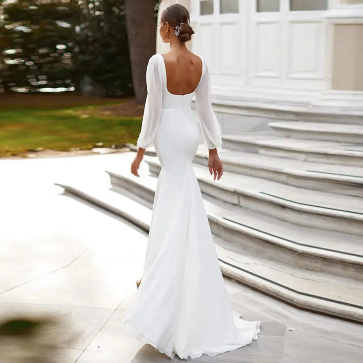 Lovely Square Collar Mermaid Wedding Dress