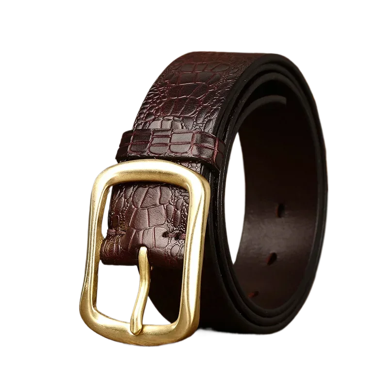 Premium Brass Buckle Cowhide Leather Belt
