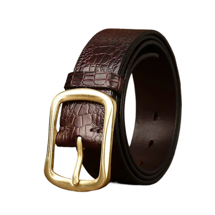 Premium Brass Buckle Cowhide Leather Belt