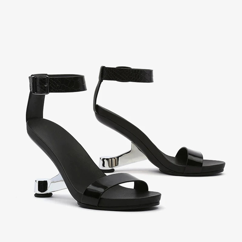 Metal High Heel Gladiator Sandals