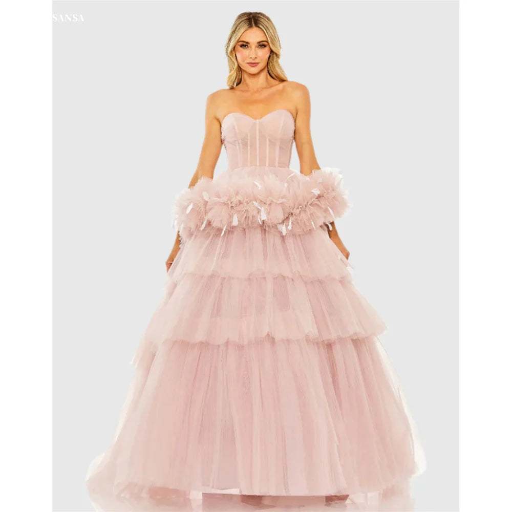 Luxury Tiered Lace Prom Gown