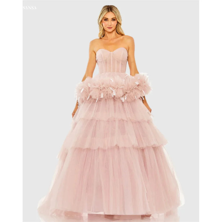 Luxury Tiered Lace Prom Gown