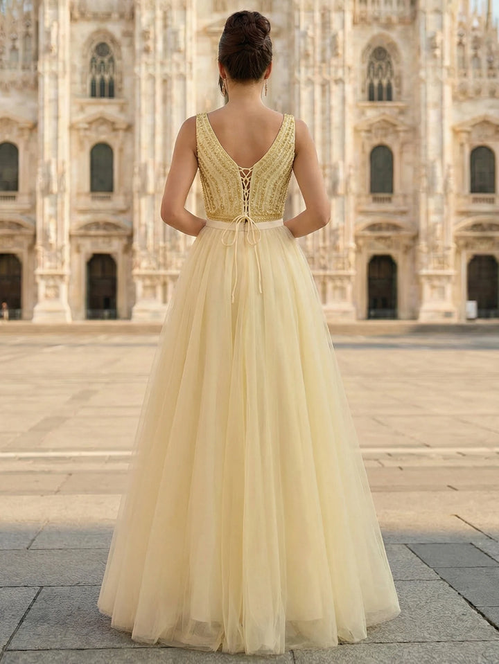 Sweet Tulle Beaded Formal Party Gown
