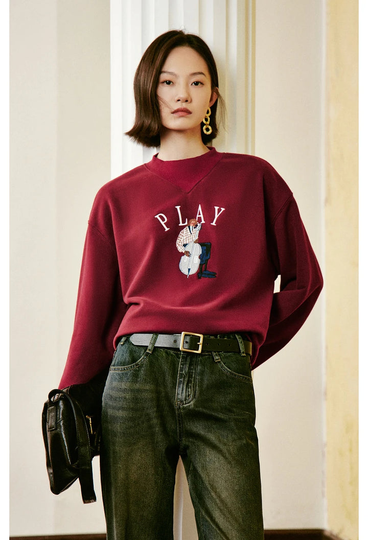 Embroidered Plush Sweatshirt