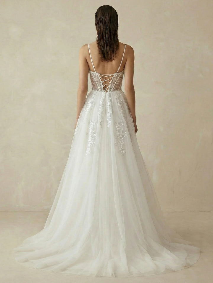 Regal Mesh Embroidered Wedding Gown