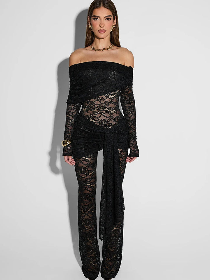 See Through Off-Shoulder Jumpsuit