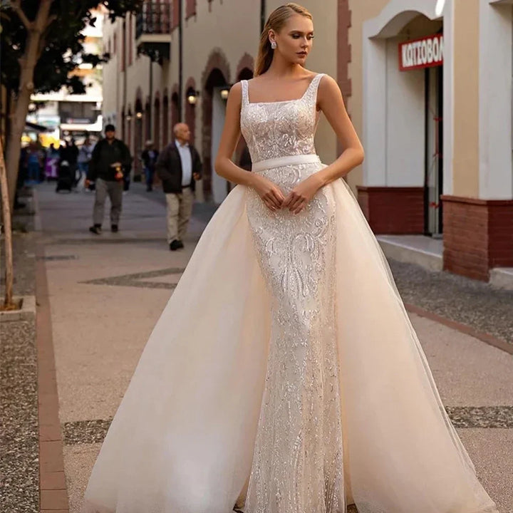 Exquisite Square Collar Wedding Dress
