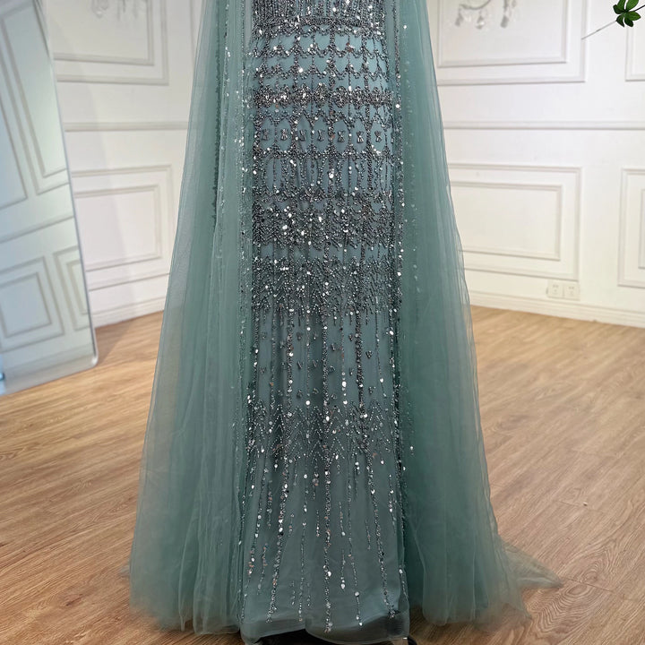 Wonderful Beaded Cape Sleeves Formal Occasion Gown