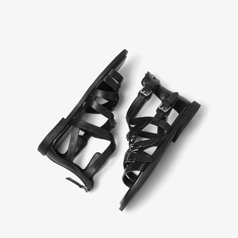 Stylish Cross-Tied Zip-Back Flats Shoes