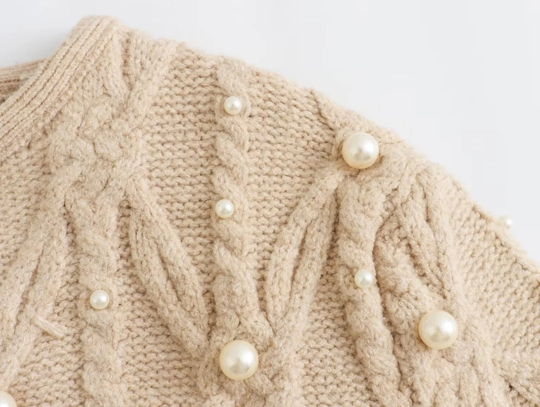 Graceful Pearl Knitted Short Jacket