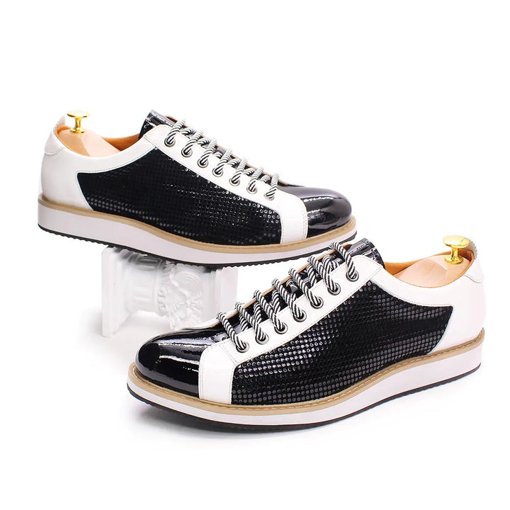 Luxury Patent Leather Lace-up Sneakers