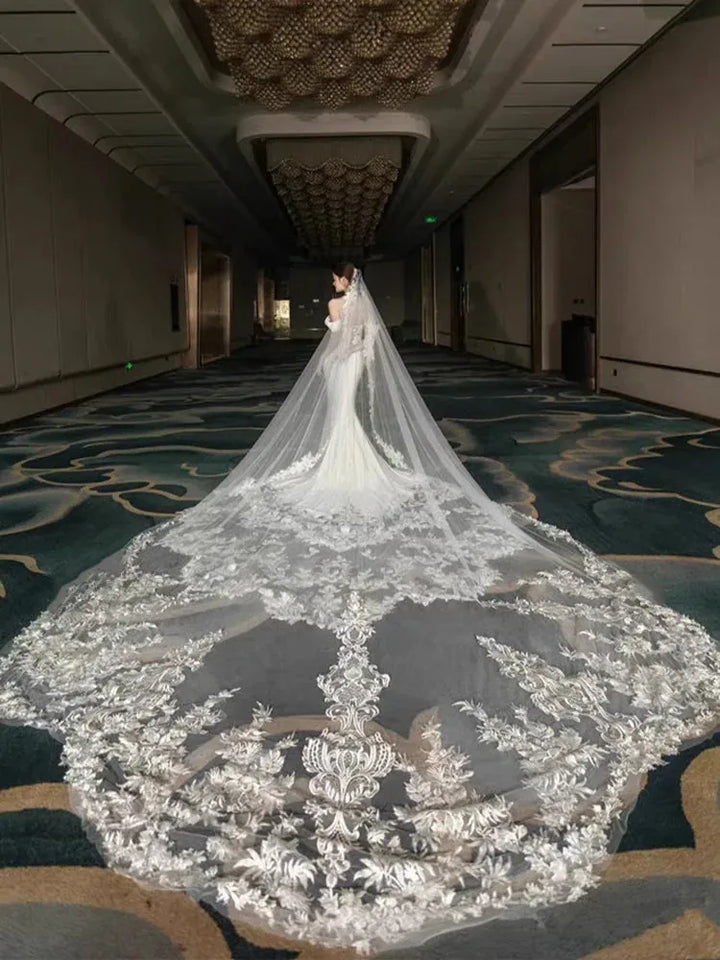 Vintage Lace Trim Bridal Veil