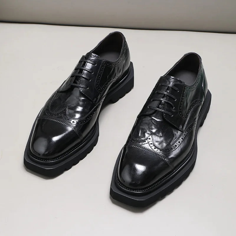 Classic Brogue Thick Soles Business Shoes