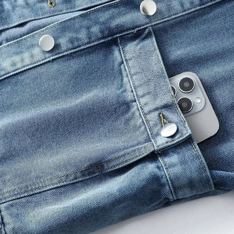 Elegant Big Pockets Classic Denim Coat