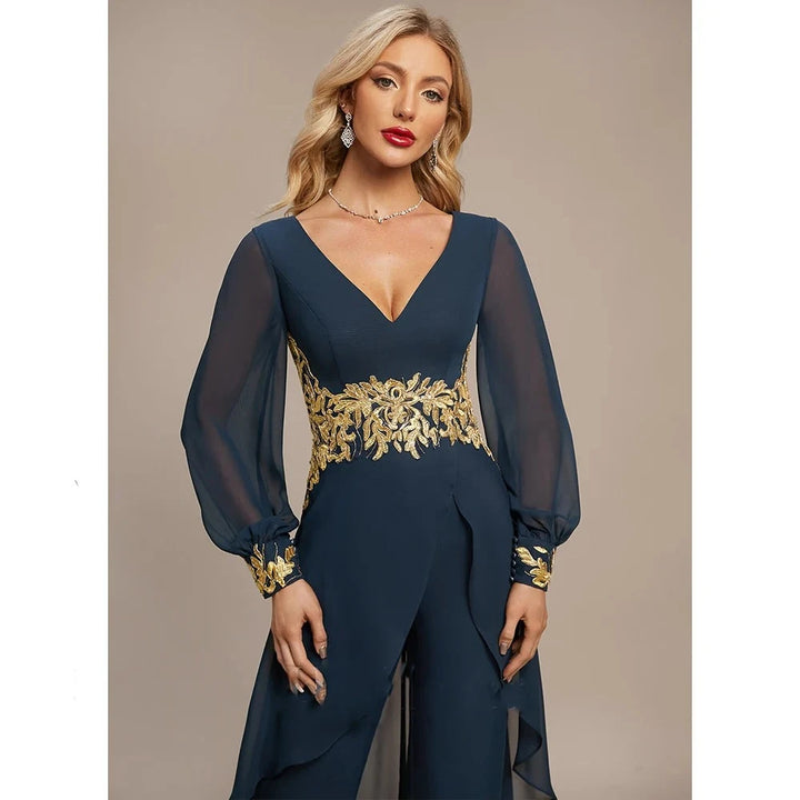 Deep V-neck Stylish Jumpsuit Dress