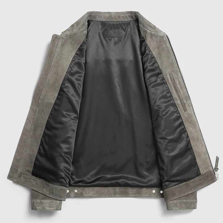 Lapel Real Suede Leather Short Coat