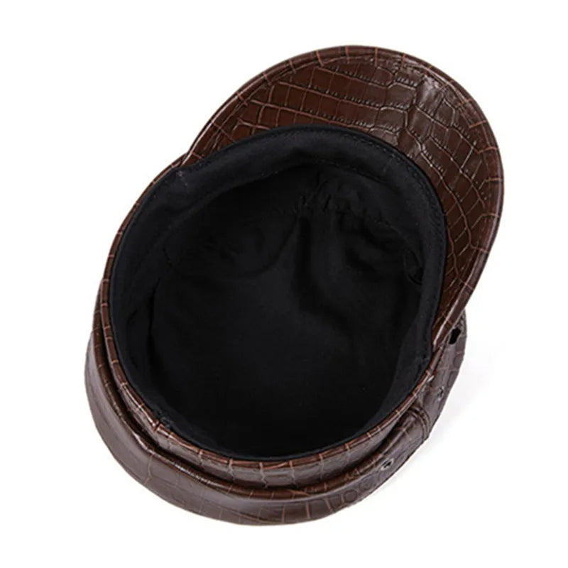 Stunning Natural Leather Military Style Cap