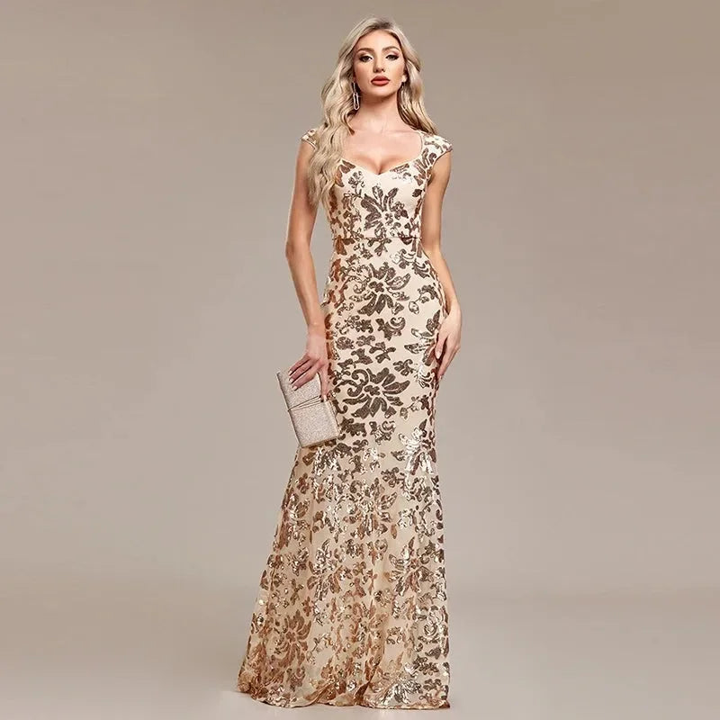 Formal Rose Gold Sequins Sweet Dress