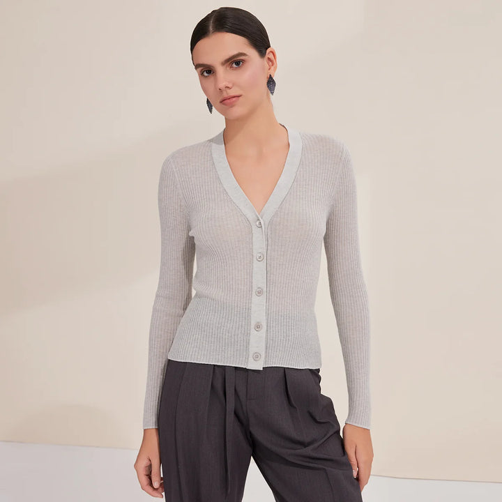 Stylish Ribbed Button-Front Cardigan