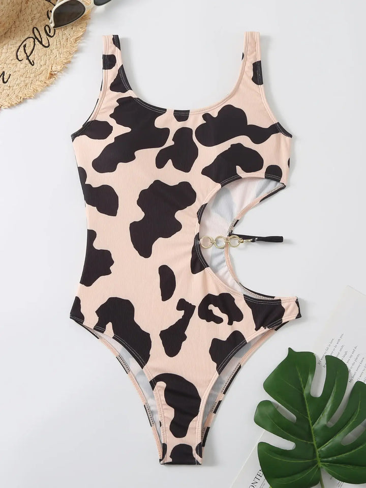 Rib Cut-out One Piece Swimsuit