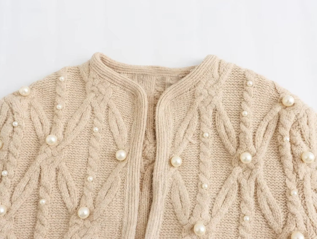 Graceful Pearl Knitted Short Jacket