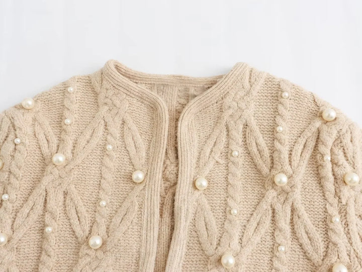 Graceful Pearl Knitted Short Jacket