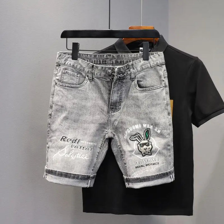 Stylish Rabbit Embroidery Shorts