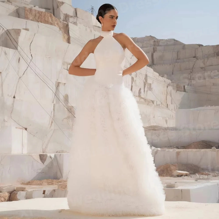 Charming Halter Neck A-Line Bridal Gown