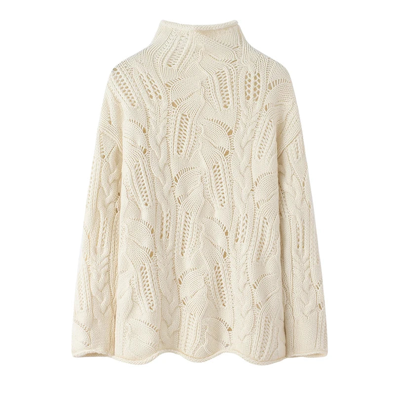 Stylish Hollow Twist Wool Sweater