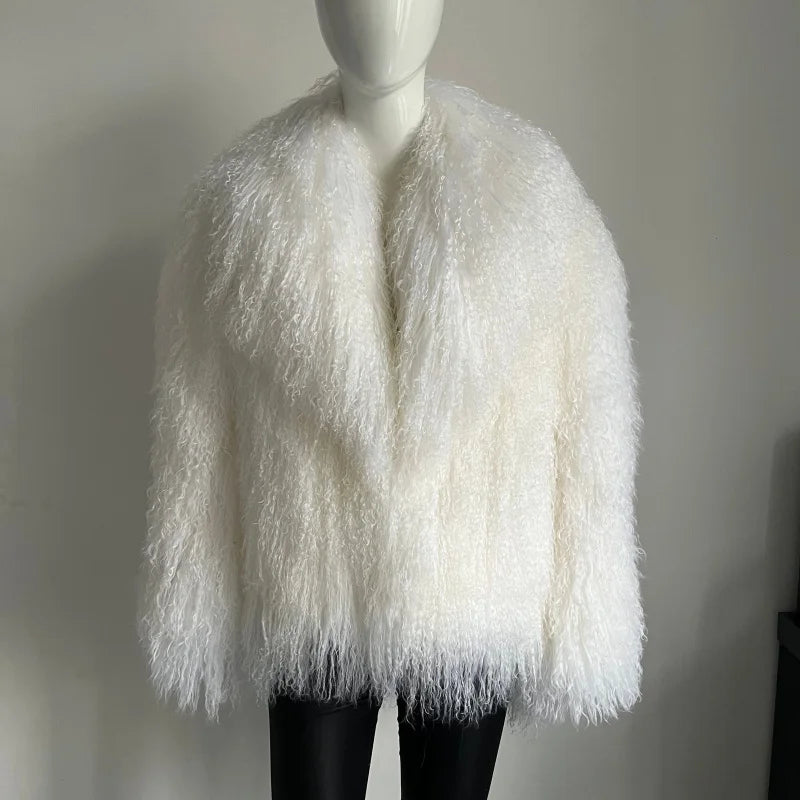 Stylish Mongolia Sheep Fur Warm Coat